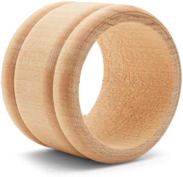 Vintage Wooden Napkin Rings Set of 6, 1-3/4 inch Unfinished Napkin Rings Wood - Image 4