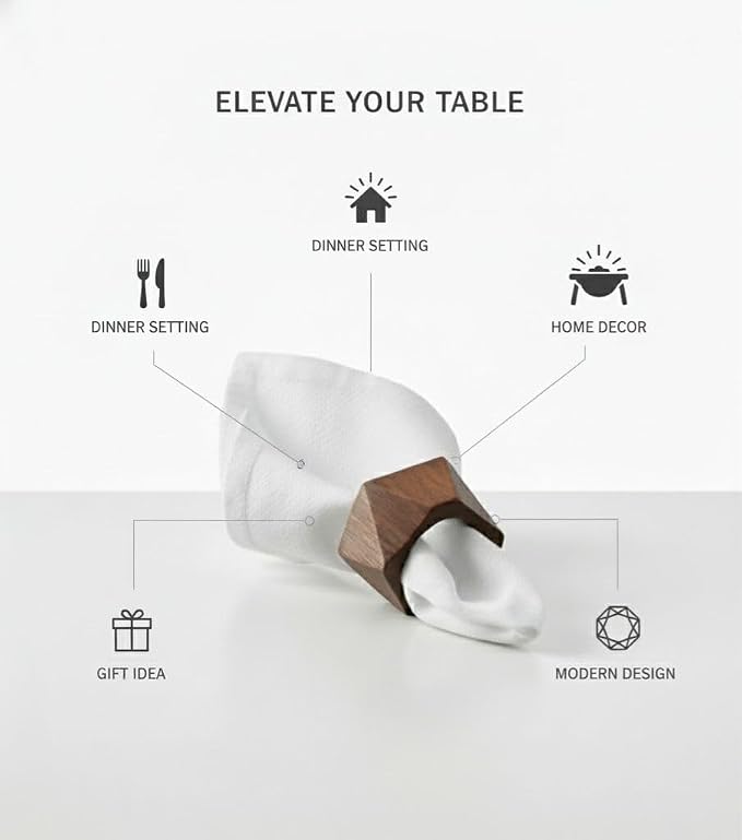 Wooden Mongo Napkin Rings Dining Table Napkin Holder, Classic Everyday Use - Image 2