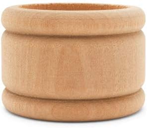 Vintage Wooden Napkin Rings Set of 6, 1-3/4 inch Unfinished Napkin Rings Wood - Image 3