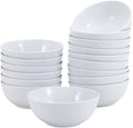Amazon Basics 16-Pack White Porcelain Coupe Soup Bowl, 5.9" Diameter, by AmazonBasics