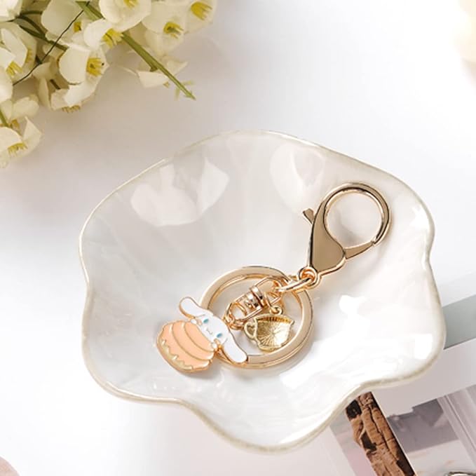 2PCS Lotus Leaf Shape Ring Holder Dish, Small Key Bowl, Ceramic Trinket Tray - Image 4