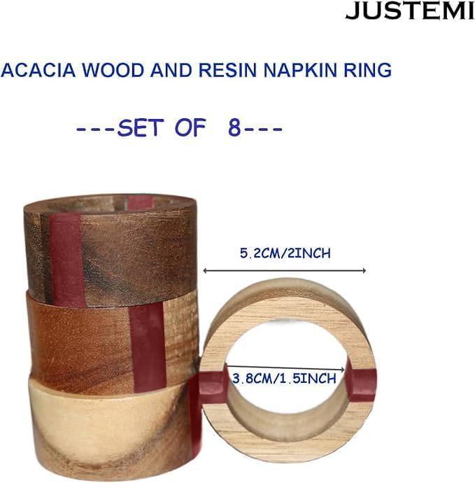 Wooden Napkin Rings Set of 8 for Christmas Dinning Table Decor - Image 4