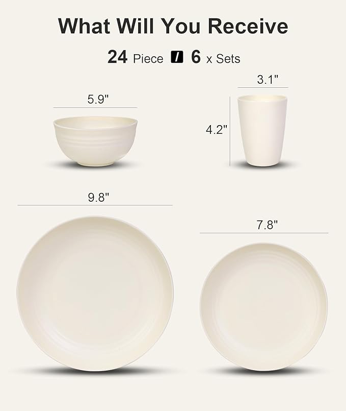 Quatish 24 Piece Plates and Bowls Sets - Image 2