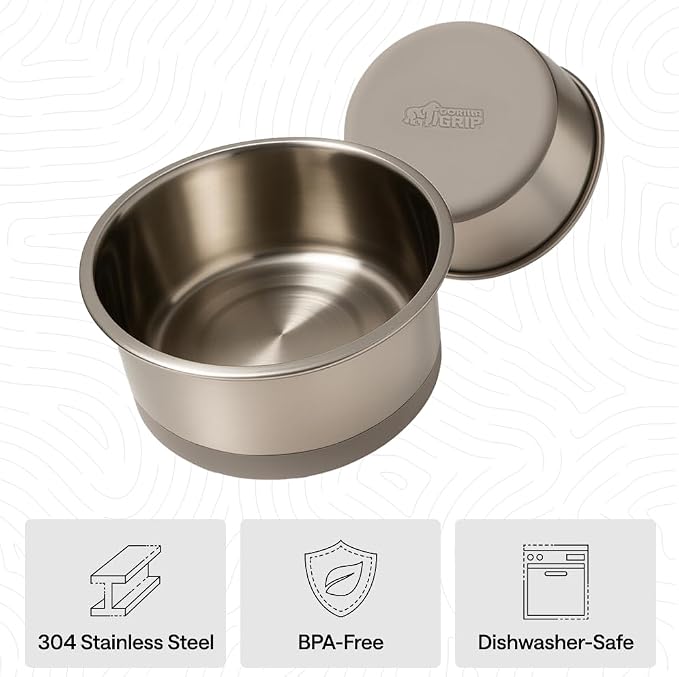 GORILLA GRIP Dog Bowls, Food Grade 304 Stainless Steel, Holds 8 Cups Each Food - Image 6
