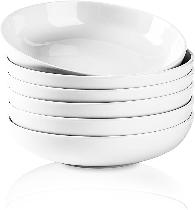 Selamica Porcelain 8.6 inch Salad Pasta Bowls, 34 OZ Bowls Plates, Wide and by Selamica