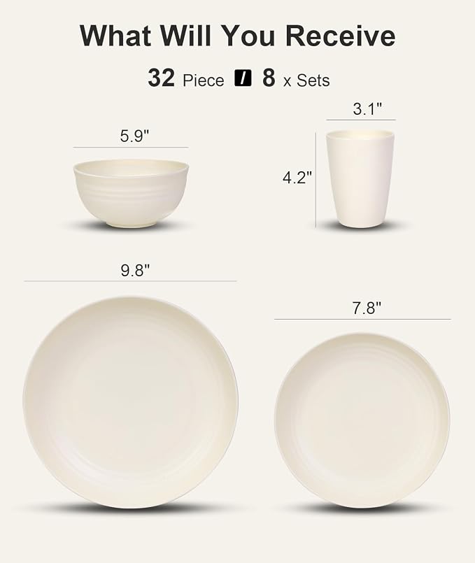 Quatish 32 Piece Plates and Bowls Sets - Image 2
