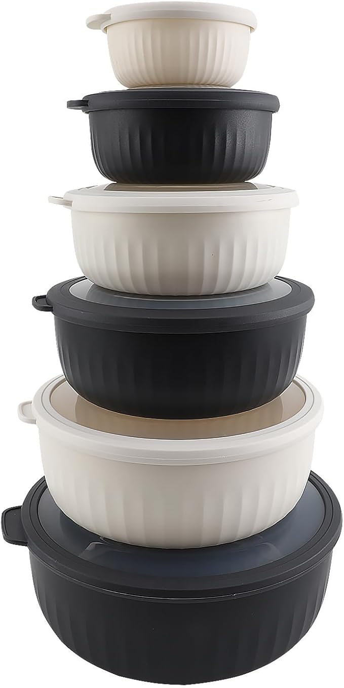 COOK WITH COLOR Prep Bowls with Lids- Wide and Deep Nesting Plastic Small by CookwithColor
