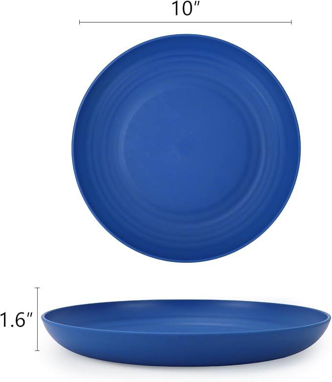 Salad Plates 10 Inch Unbreakable Wheat Straw Plates Dinner Plates Set of 8 - Image 2