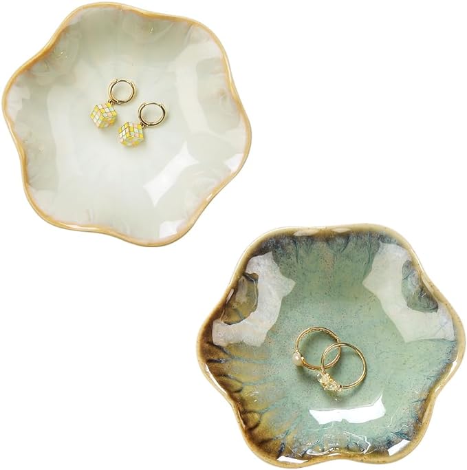JAMEND CLXP Lotus Leaf Shape Ring Holder Dish, Small Key Bowl, Ceramic Trinket - Image 7