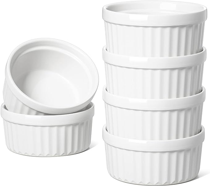LE TAUCI Ramekins 4 OZ Oven Safe, Creme Brulee Ramekins, Pudding Custard Cups by LETAUCI
