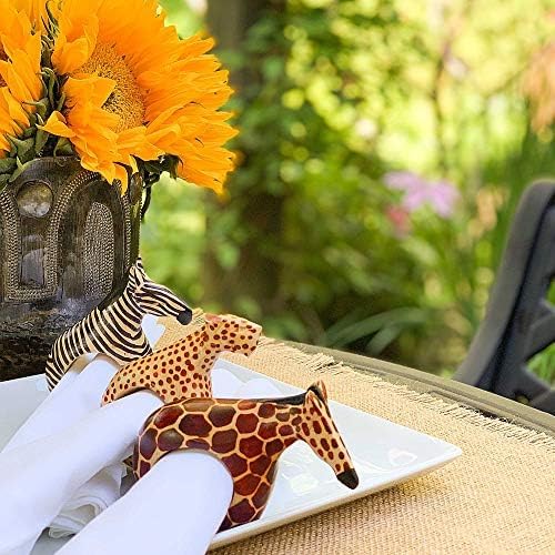 Mahogany Wood Animal Napkin Rings Set of Six - Image 5