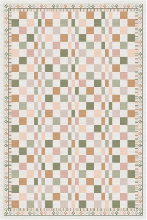 GarveeHome 8x10 Bedroom Rug Modern Colorful Checkered Orange Rug Machine by GarveeHome