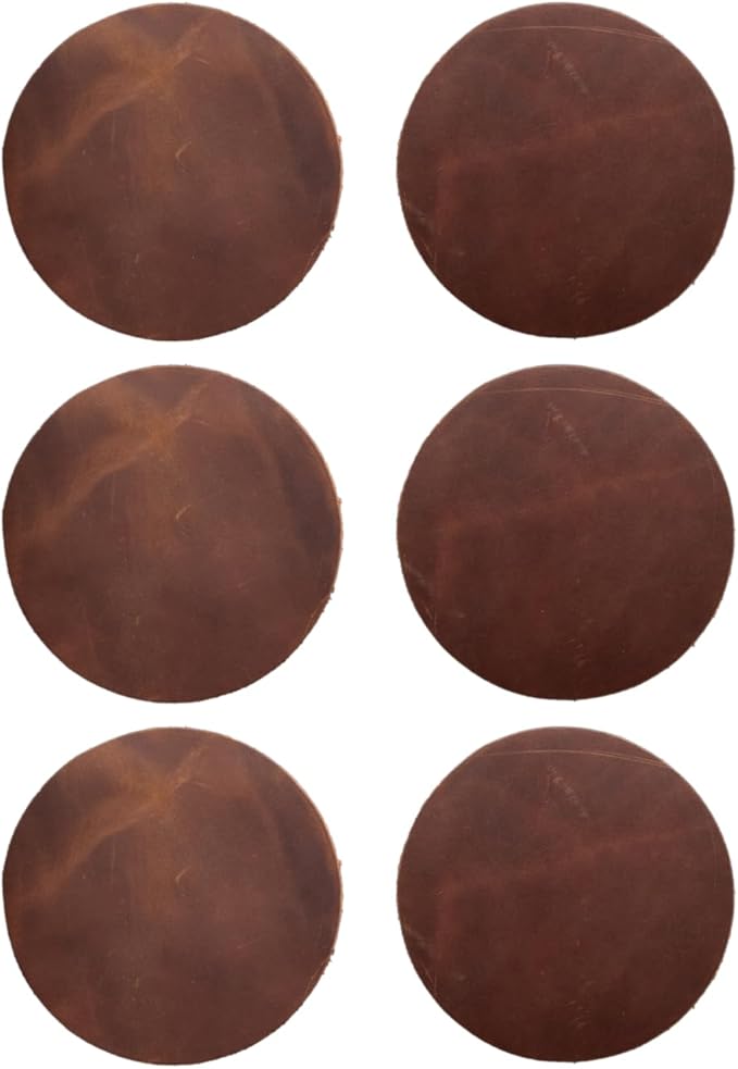 Real Natural Grain Leather Coasters – Durable Non-Slip Distressed Design by TheTanneryNYC