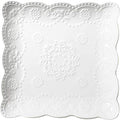 YBKTEX Ceramic Plate, Square Embossed Lace Plate by YBK+Tech