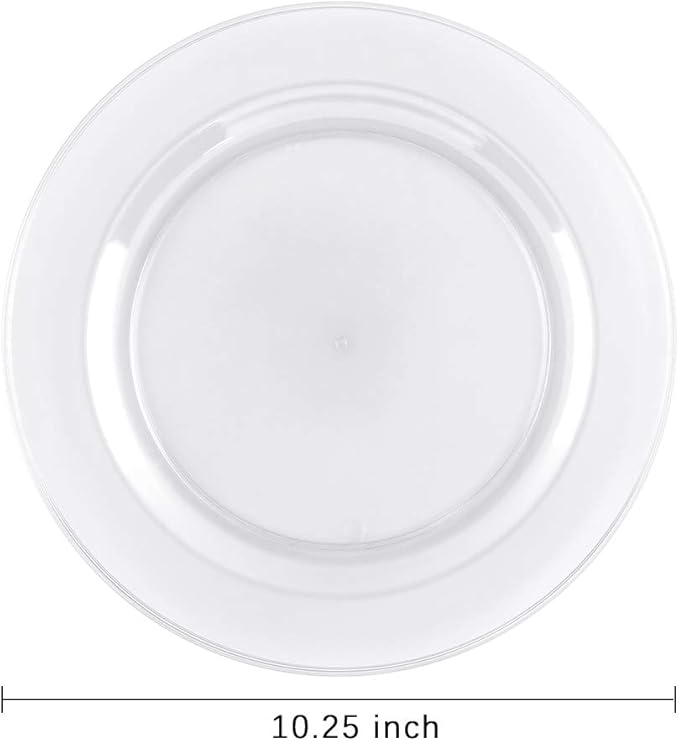 bUCLA 100Pieces Clear Plastic Plates -10.25inch Disposable Dinner Plates- - Image 2