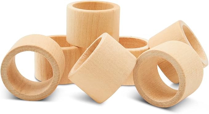 Classic Birch Wood Napkin Rings Set of 6, 1-1/2 inch Farmhouse Napkin Rings Set by Woodpeckers