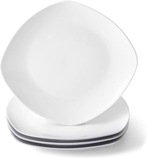 10" Square Dinner Plates Set of 4, Appetizer & Dessert, Dishwasher Safe by fMBB