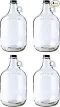 1 Gallon Glass Jug 4 Pack with Polyseal Caps | 128 oz | Laundry container | by Unknown