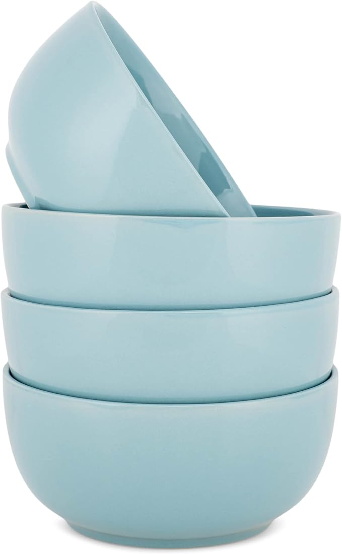 Elanze Designs Bistro Glossy Ceramic 6.5 inch Dinnerware Bowls Set of 4 by ElanzeDesigns