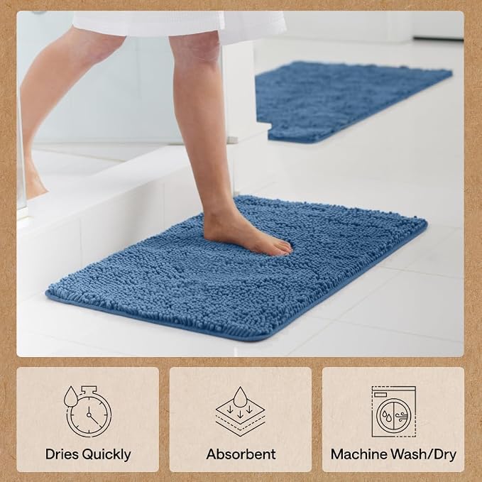 GORILLA GRIP Bath Rug Mat 60x24, Thick Soft Absorbent Chenille, Quick Dry - Image 7