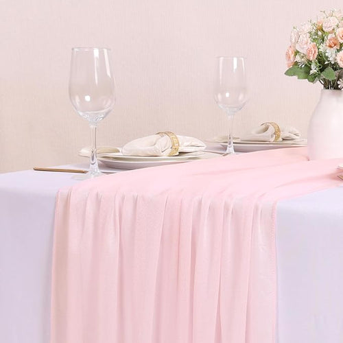10FT Peach Pink Chiffon Table Runner 30x120 Inches Boho Rustic Sheer Fabric - Image 2