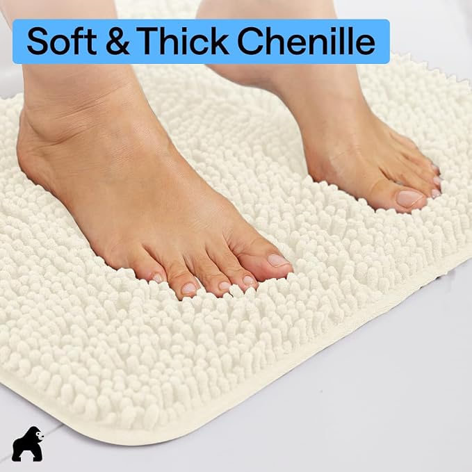 GORILLA GRIP Bath Rug Mat 36x24, Soft Absorbent Chenille, Quick Dry Microfiber - Image 4
