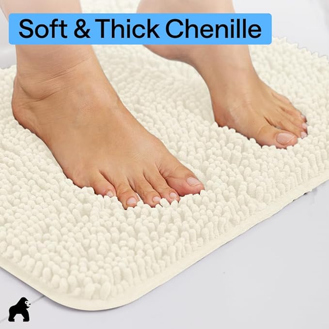 GORILLA GRIP Bath Rug Mat 44x26, Soft Absorbent Chenille, Quick Dry Microfiber - Image 4
