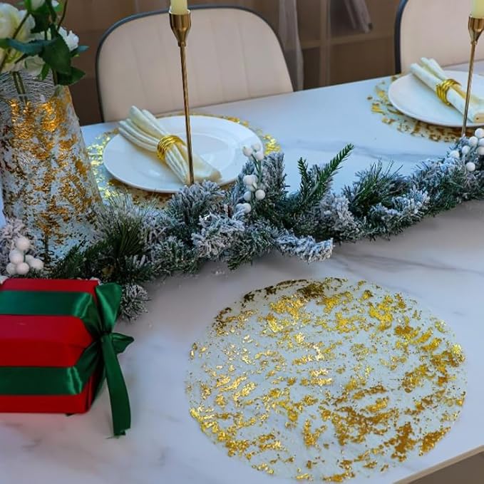 Snowkingdom Disposable Gold Placemats Set of 12 Metallic Round 13 Inch Foil - Image 3