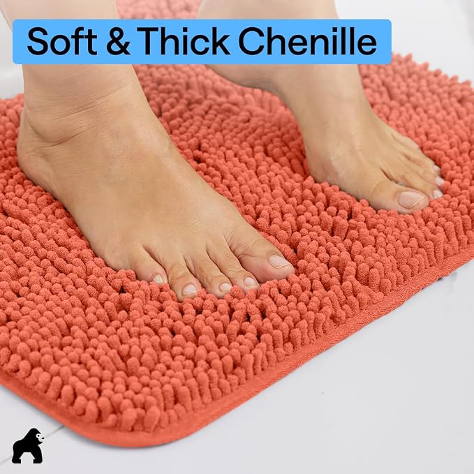 GORILLA GRIP Plush Absorbent Shaggy Chenille Bath Rug Mat - Image 5