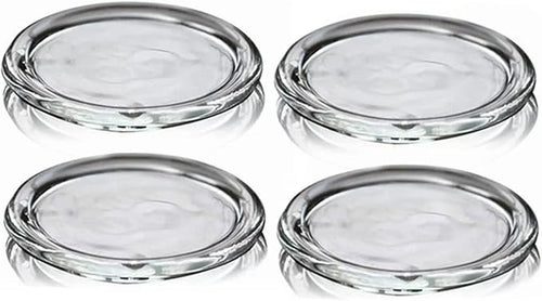 4 Pack Glass Candle Holder 3" Clear Beautiful Transparent Round Candle Plate… by Cumuiu