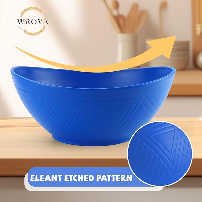 Large Wheat Straw Bowls, Big Salad Bowls set of 2, Unbreakable Serving Bowls - Image 4