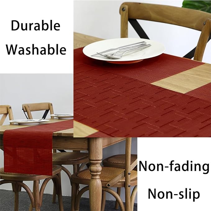 PIGCHCY Elegant Placemats with Matching Table Runner, Washable Durable - Image 3