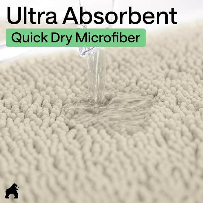 GORILLA GRIP Bath Rug Mat 48x24, Thick Absorbent Chenille, Quick Dry Microfiber - Image 5