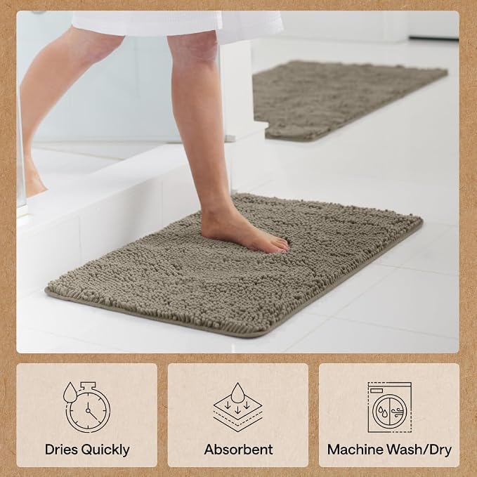 GORILLA GRIP Bath Rug Mat 30x20, Thick Soft Absorbent Chenille, Quick Dry - Image 7