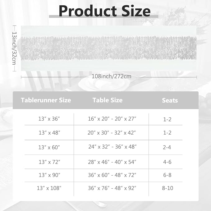 Metallic Style Silver Table Runner, Table Runners 108 Inches Long | Cotton - Image 7