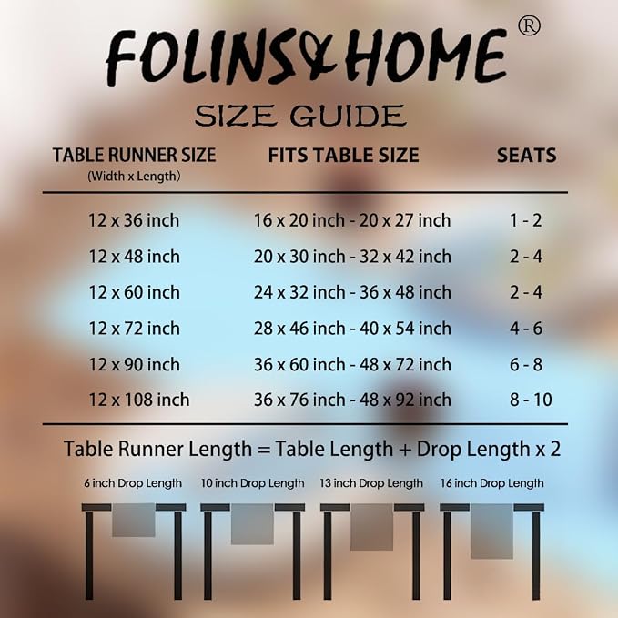 FOLINS&HOME Baby Blue Waterproof Decorative Table Runner 90 Inches Long | - Image 6