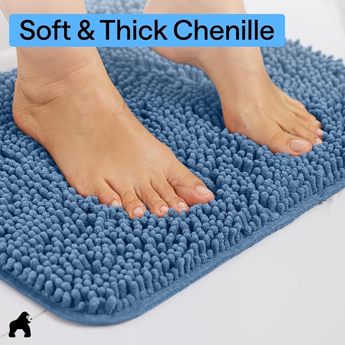 GORILLA GRIP Bath Rug Mat 60x24, Thick Soft Absorbent Chenille, Quick Dry - Image 4