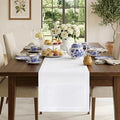 Classic Linen™ by D'Moksha White Table Runner 108 Inches Long, 100% Pure Linen by DMokshaHomes