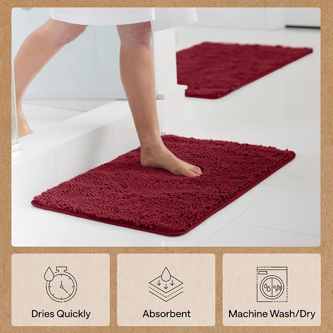GORILLA GRIP Bath Rug Mat, Thick Soft Absorbent Chenille, Quick Dry Microfiber - Image 7