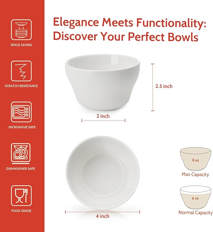 Sweese Set of 6 Porcelain Bouillon Cups, 6.0 Count - Image 2