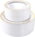 102 Pcs Gold Plastic Plates, Premium Disposable Gold Plates | Gold Rimmed by I00000