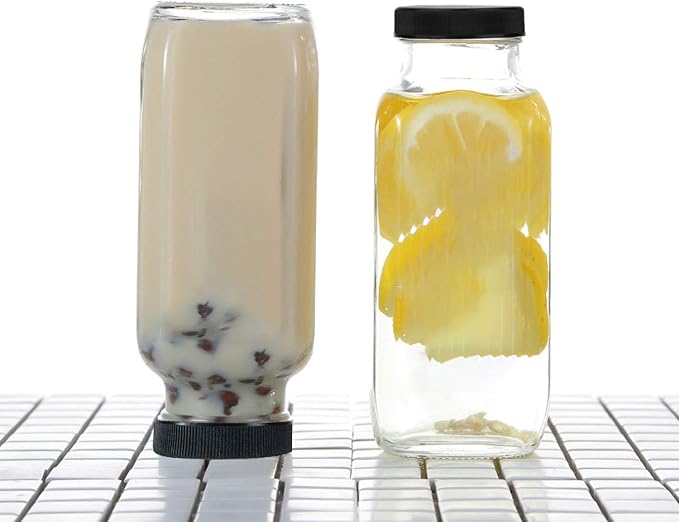 Vintage Water Bottles, Glass Drinking Bottles 16oz, Square Beverage 500ml - Image 7