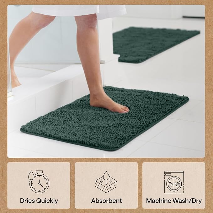 GORILLA GRIP Bath Rug Mat 30x20, Thick Soft Absorbent Chenille, Quick Dry - Image 7