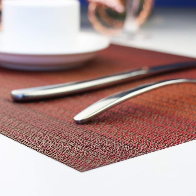 PIGCHCY Placemat, Washable Woven Non-Slip Insulation Durable Placemat Vinyl - Image 6