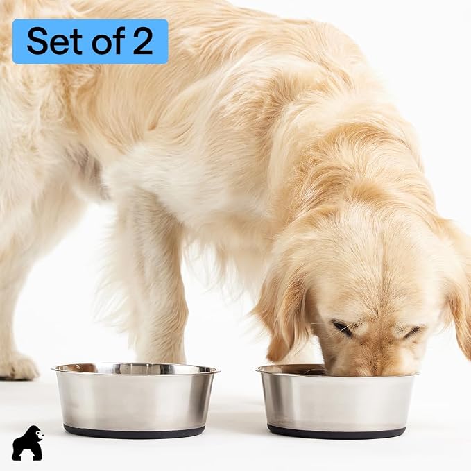 GORILLA GRIP Dog Bowls, Food Grade 304 Stainless Steel, Holds 4 Cups Each Food - Image 8