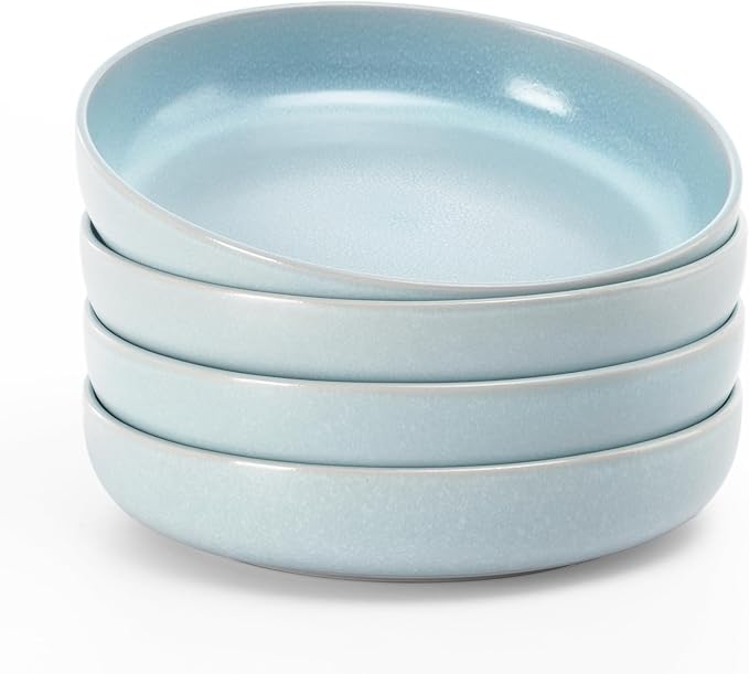 famiware Milkyway 33 oz Pasta Bowls Set of 4, Light Blue | Double Reactive Glaze by Famiware