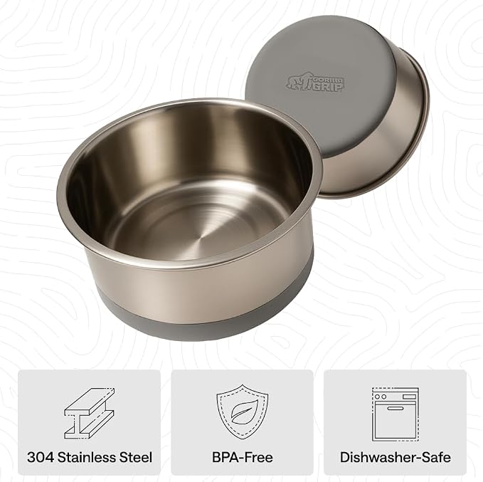 GORILLA GRIP Dog Bowls, Food Grade 304 Stainless Steel, Holds 8 Cups Each Food - Image 6