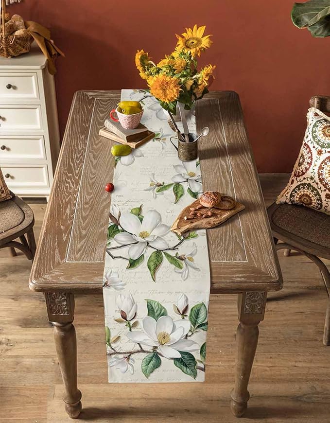Vintage Floral Spring Table Runners 60 Inches Long, Rustic Botanical Table - Image 4