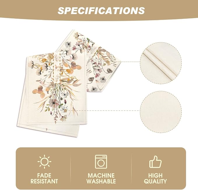 Artoid Mode 210 GSM Fall Table Runner 13x108 Inch Home Party Decor | Wildflower - Image 5