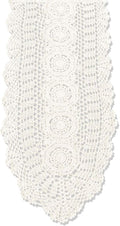 Cotton Handmade Crochet Lace Oval Table Runner Beige 12x84 Inch by KEPSWET